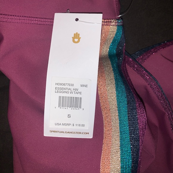 Woman’s Spiritual Gangster Purple Stripe Leggings - Picture 4 of 6